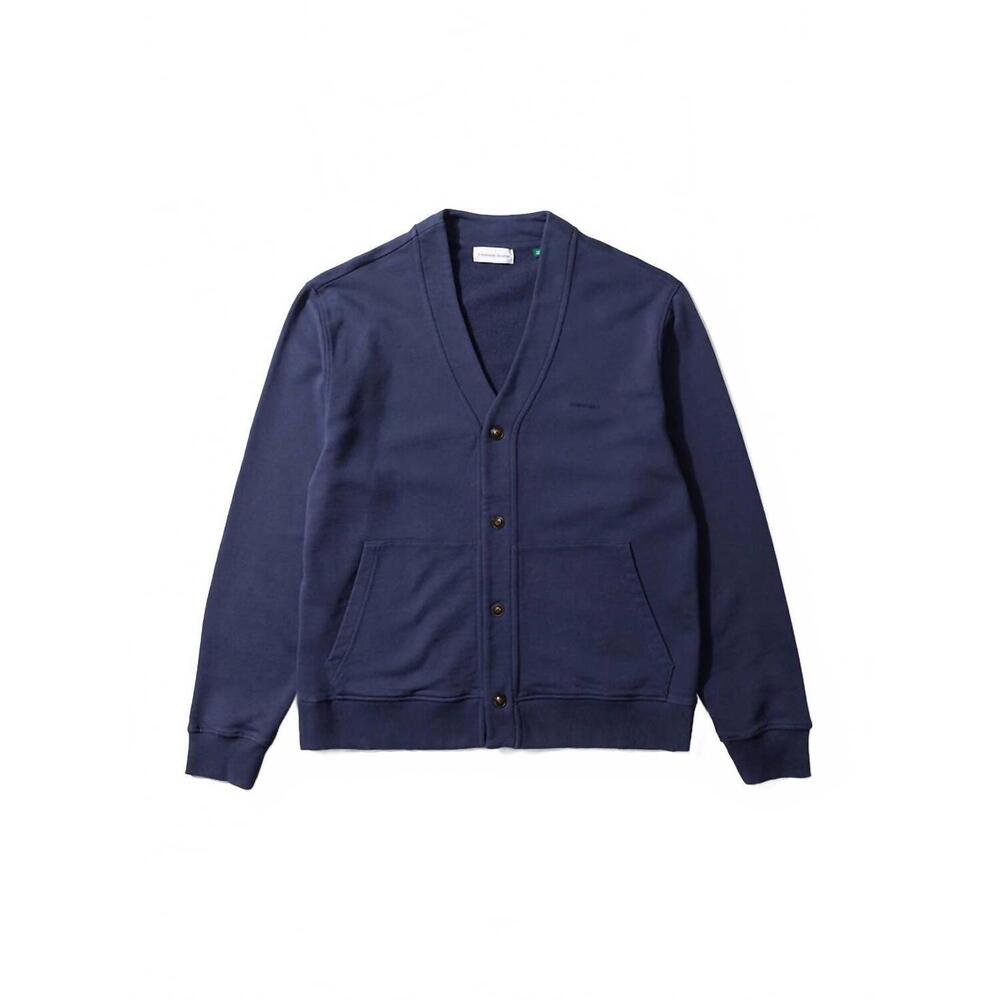 NEW EDMMOND STUDIOS men's mini logo cardigan in navy